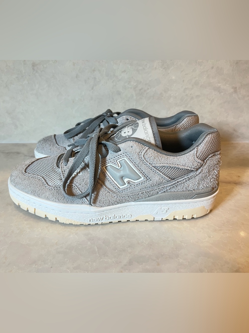 New Balance 550 Gray Suede Sneakers